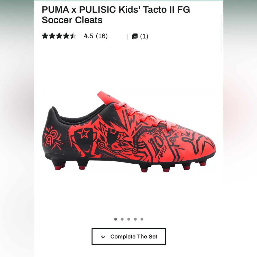 Puma Kids' Black and Red Soccer Cleats